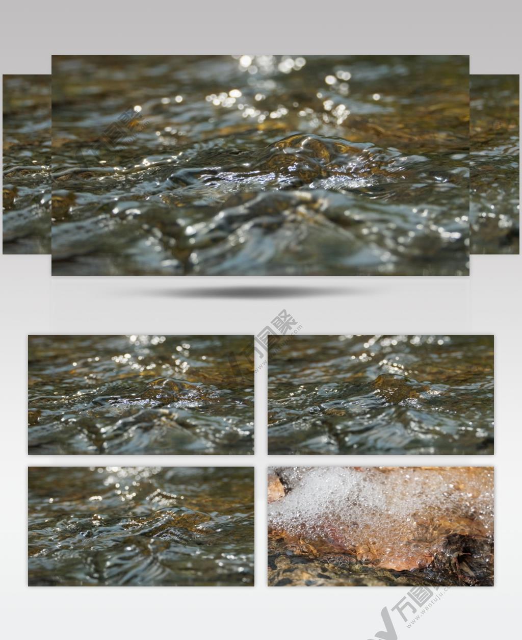 泉水小溪山泉水实拍镜头