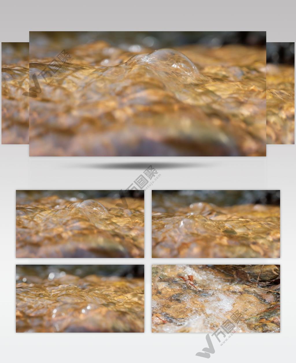 山泉水小溪瀑布特写实拍镜头