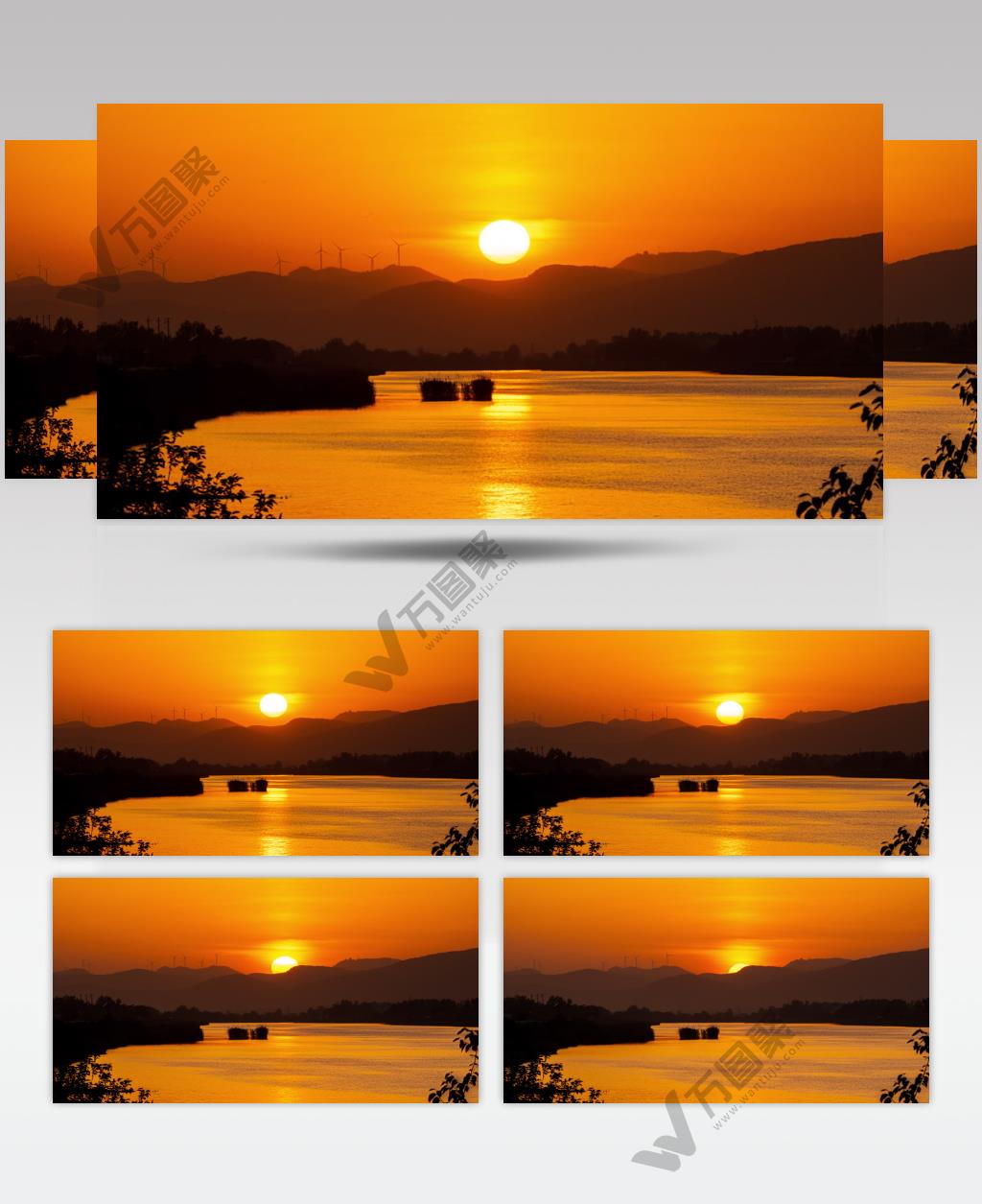 傍晚黄昏夕阳日落西山延时实拍空镜