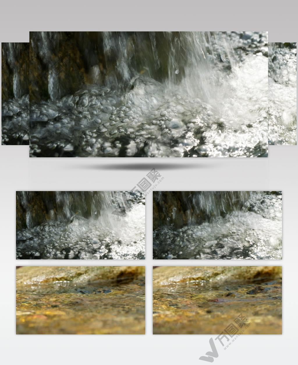 小溪瀑布山泉水升格实拍镜头