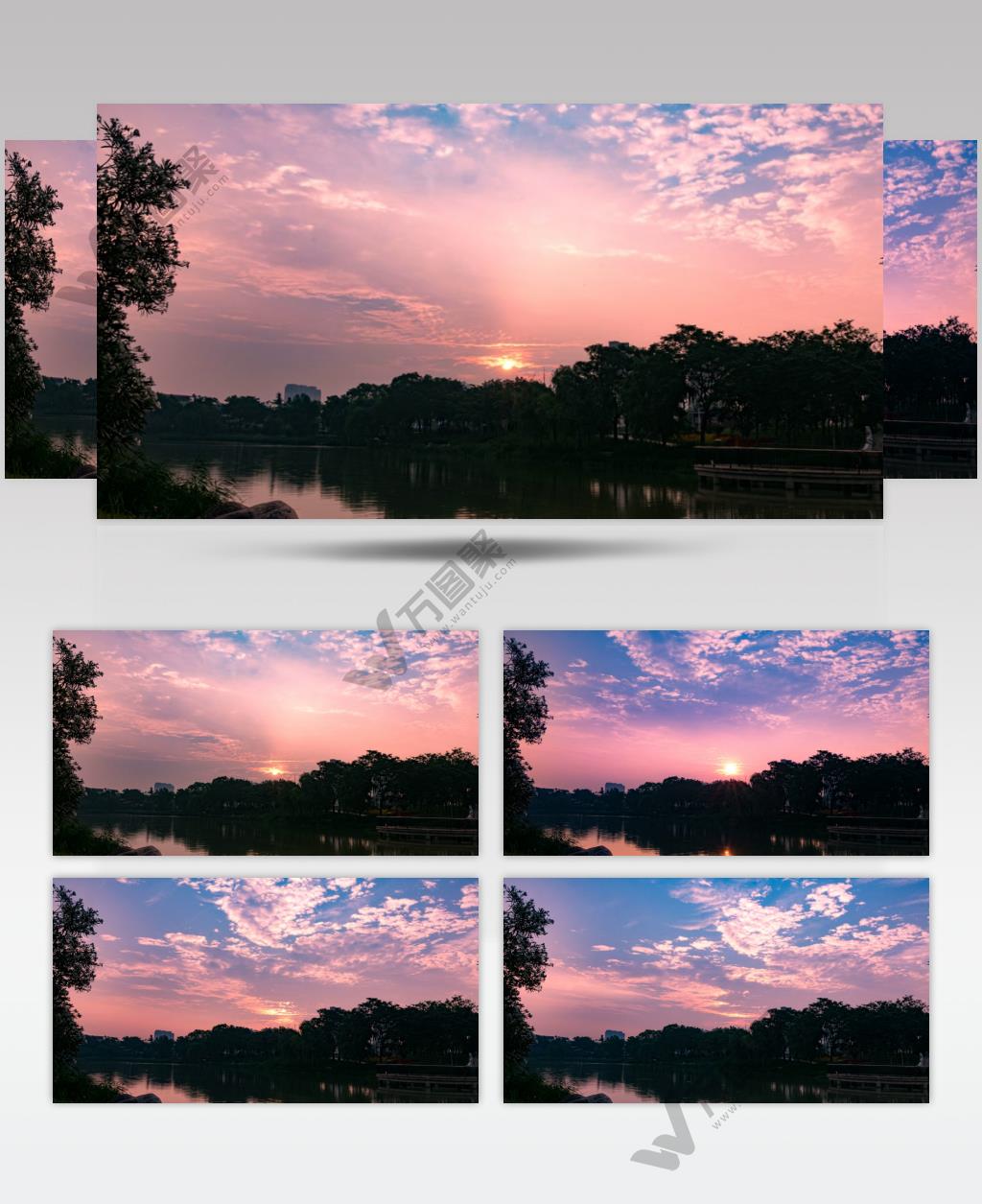 延时摄影河边日出彩云飘动4k高清