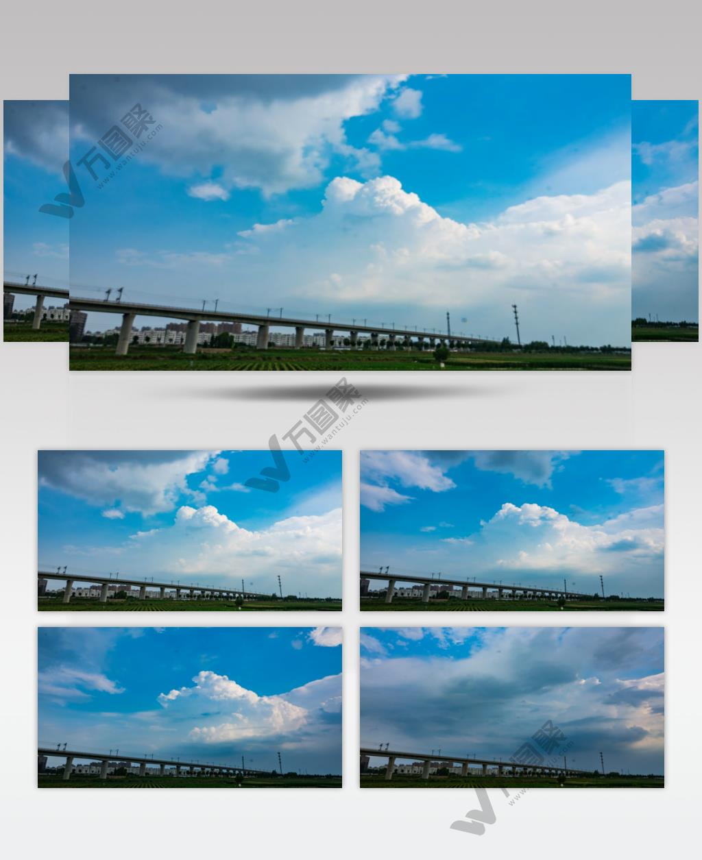 高铁桥延时摄影蓝天白云白云飘荡瞬间开始下雨镜头上落雨点高清