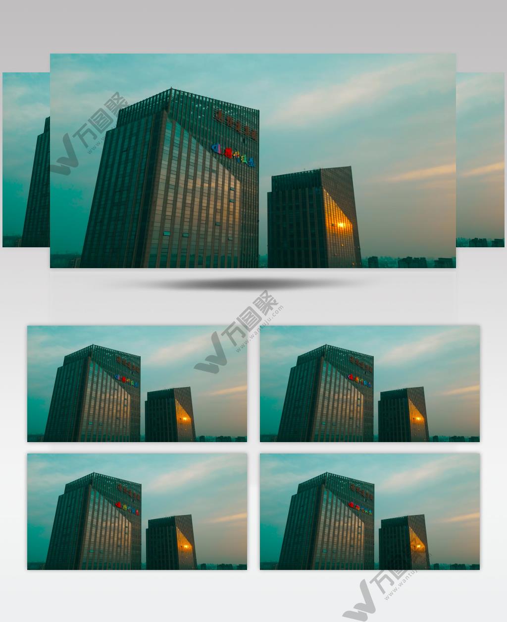 航拍4K夕阳反光点缀江苏华道高楼