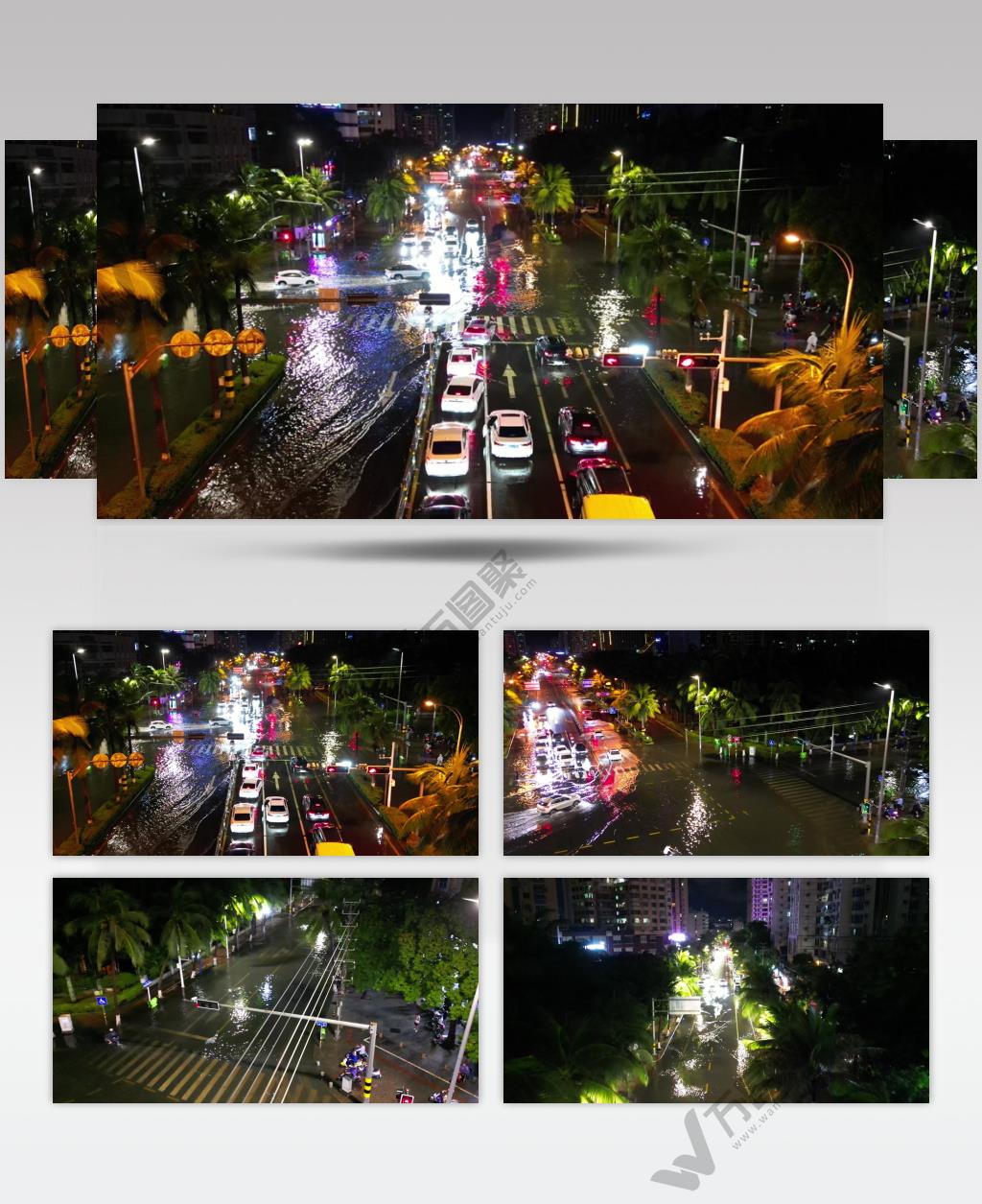 城市内涝洪水水灾 纪实拍摄路面积水