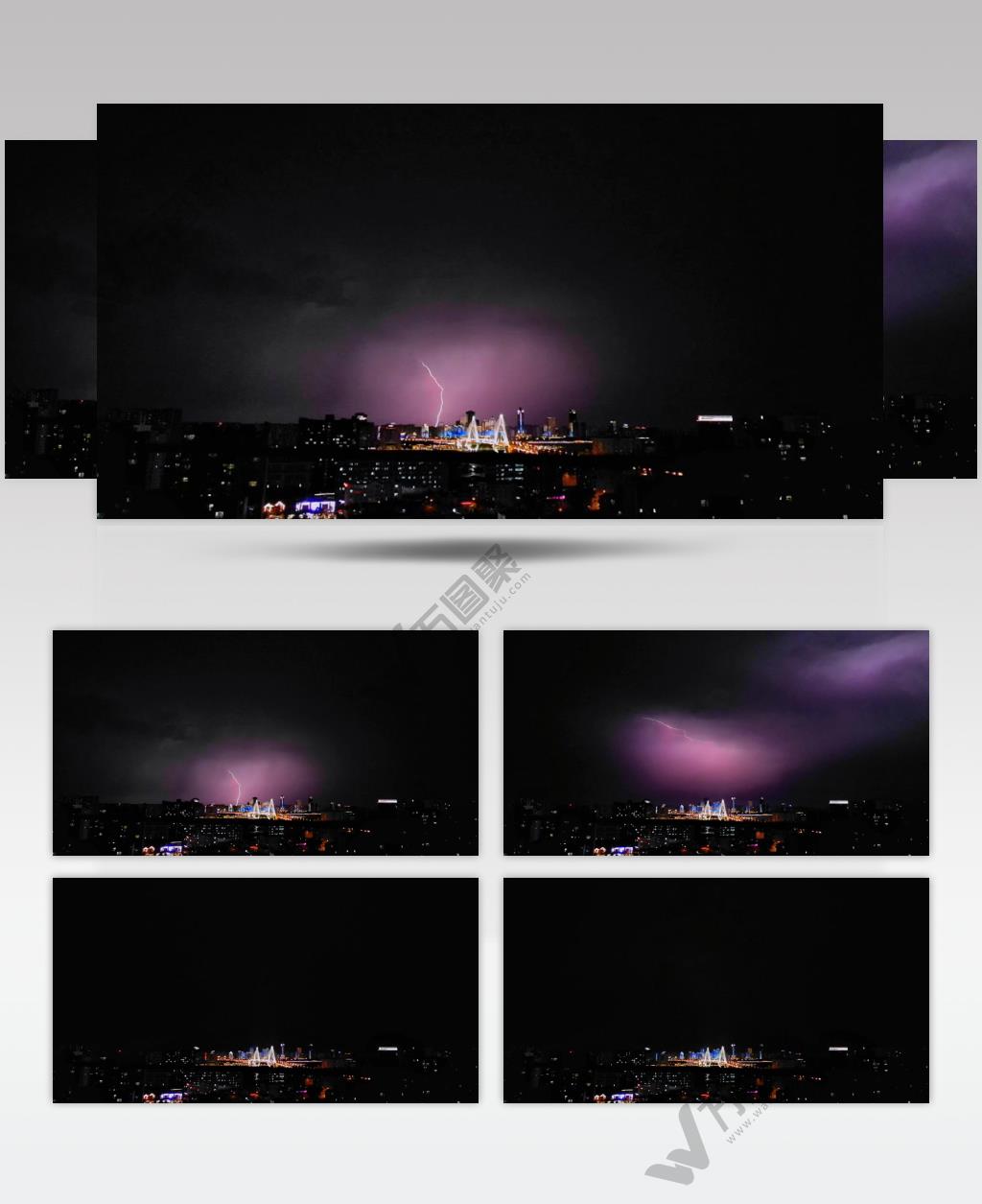 夜空闪电 雷电视频素材 霹雷雷电划破乌云