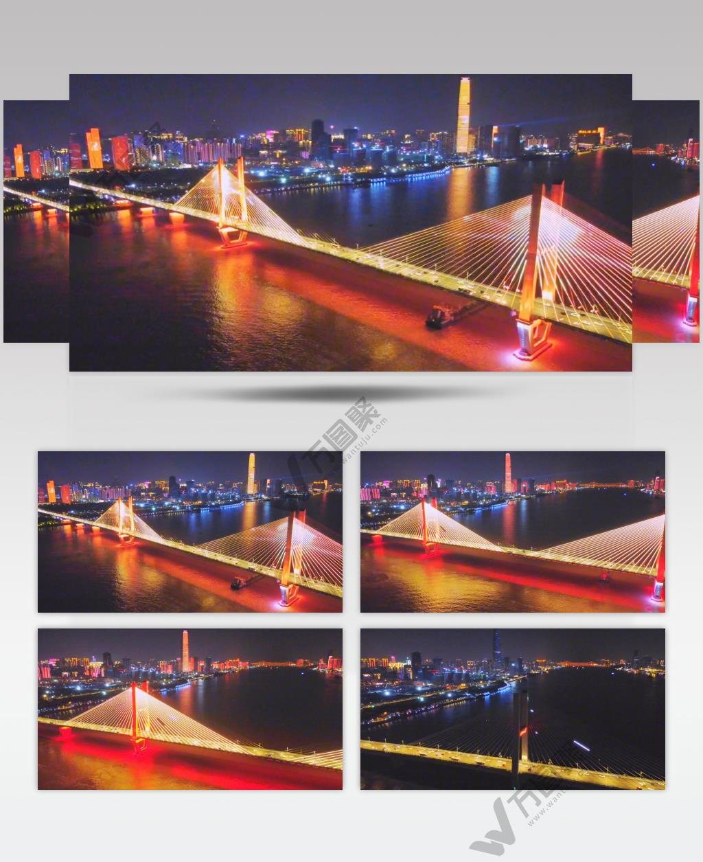 航拍武汉城市夜景风光