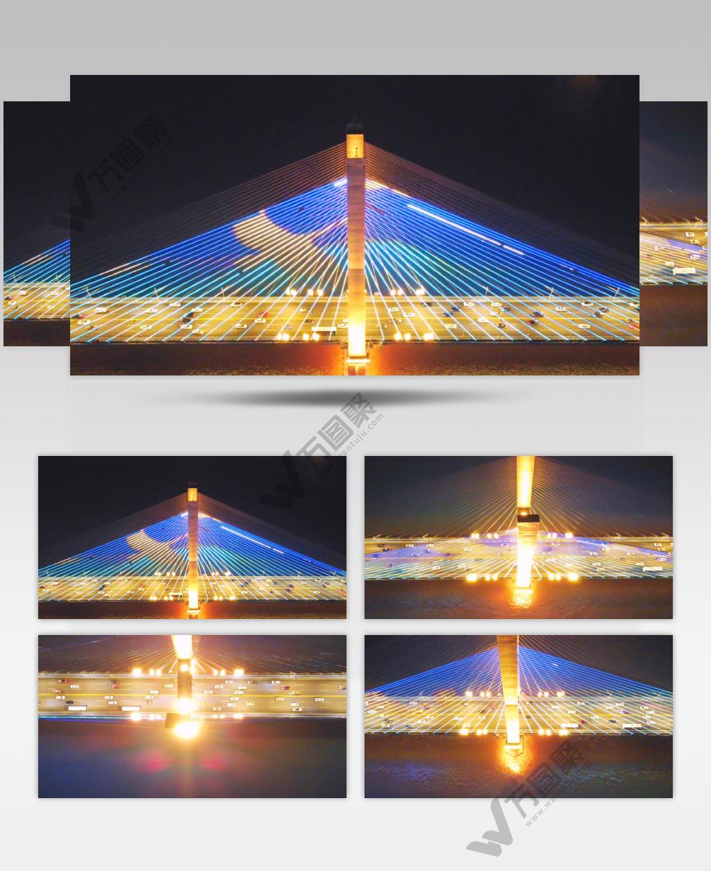 航拍武汉城市夜景风光