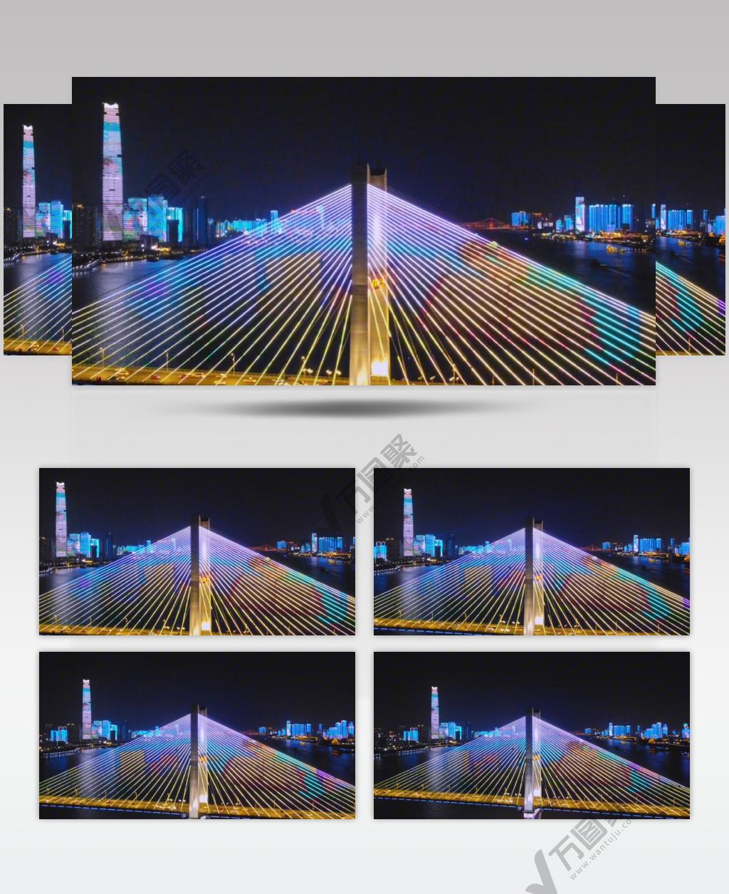 航拍武汉城市夜景风光