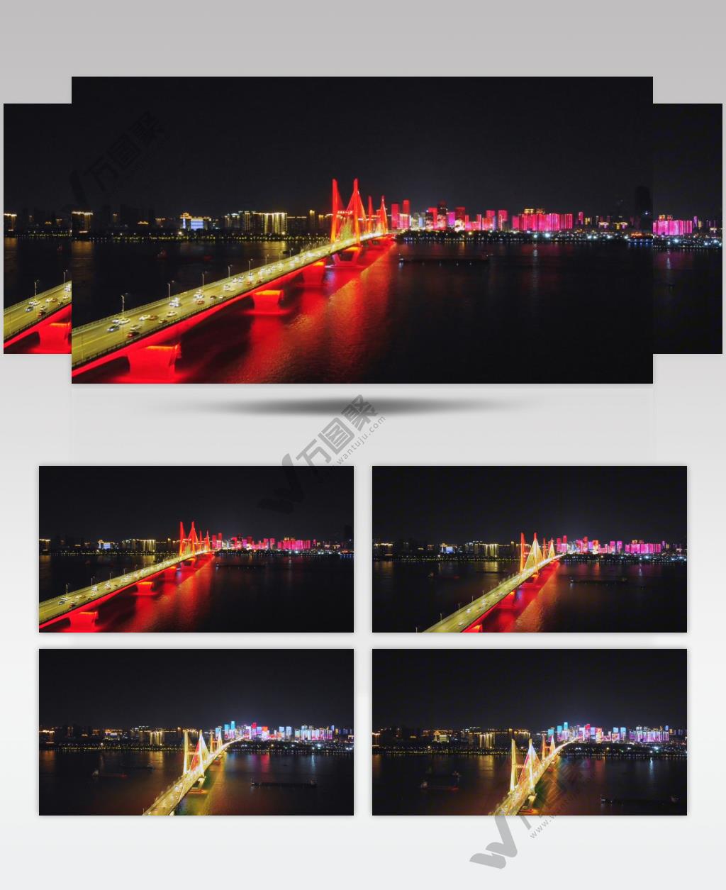 航拍武汉城市夜景风光