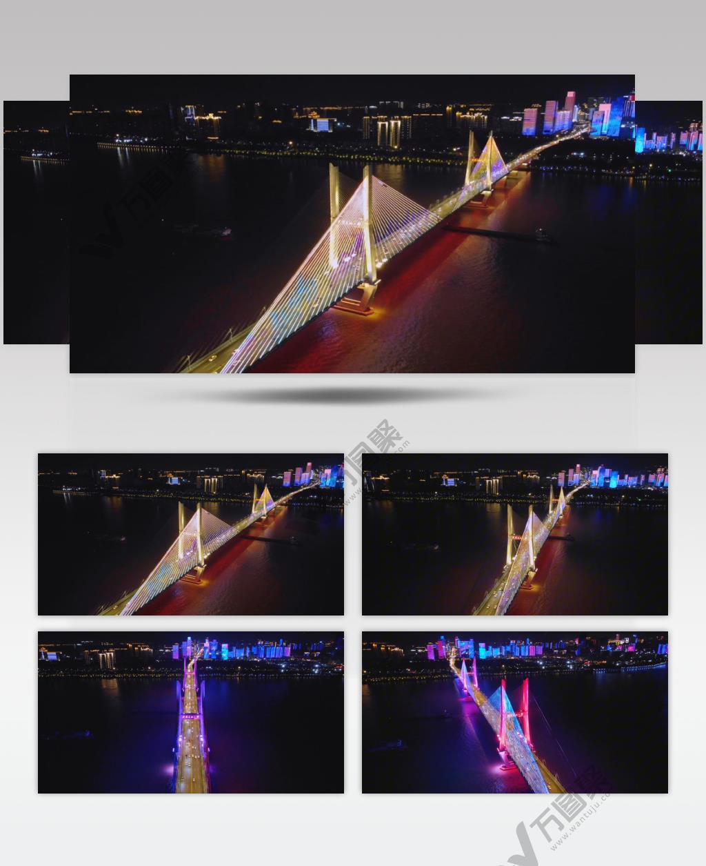 航拍武汉城市夜景风光