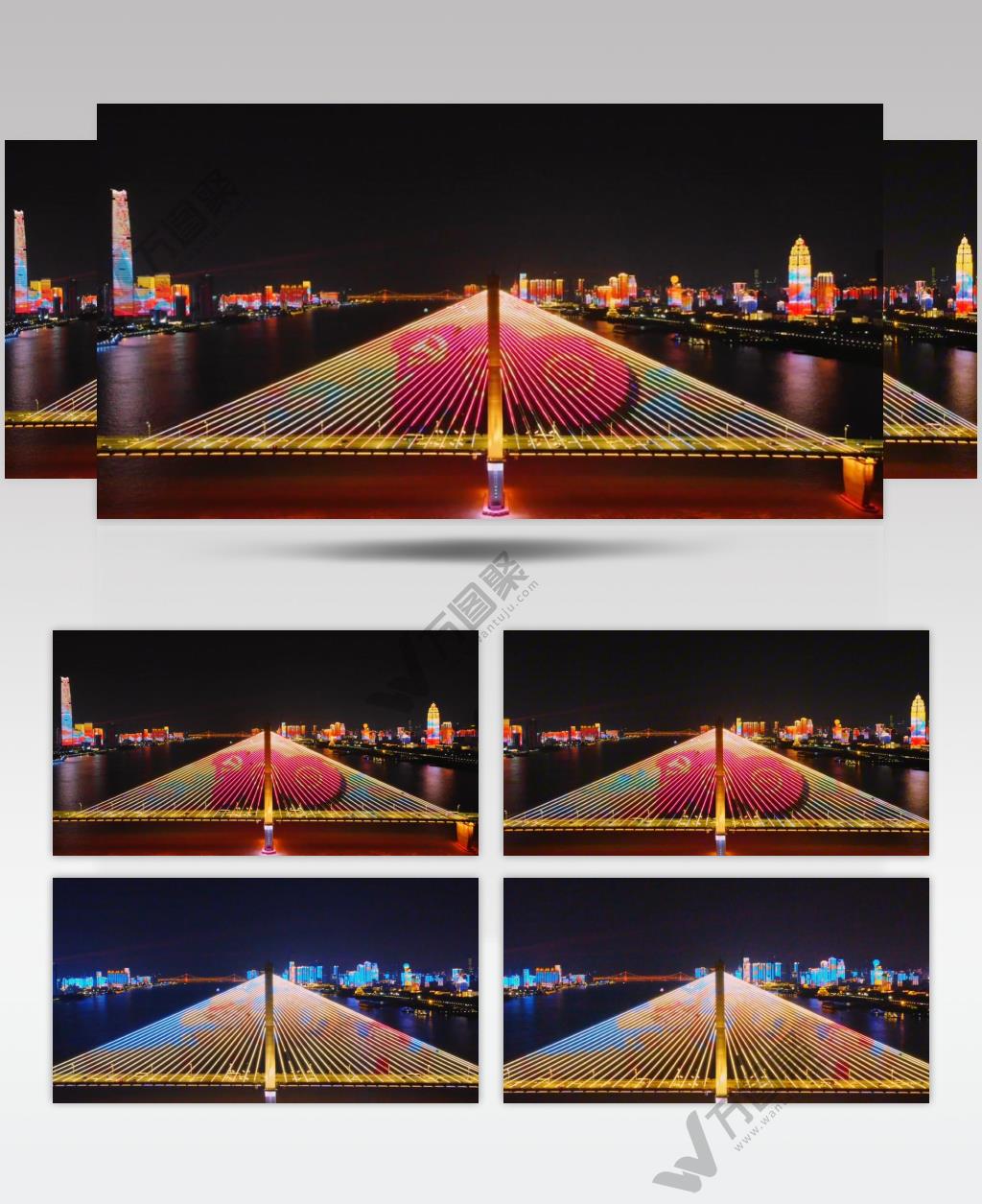 航拍武汉城市夜景风光