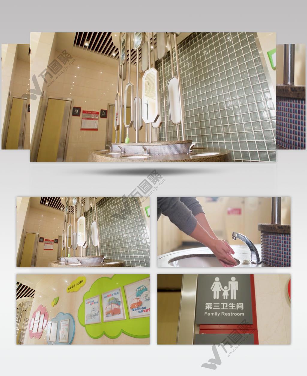 高级干净卫生简洁的公共卫生间视频素材