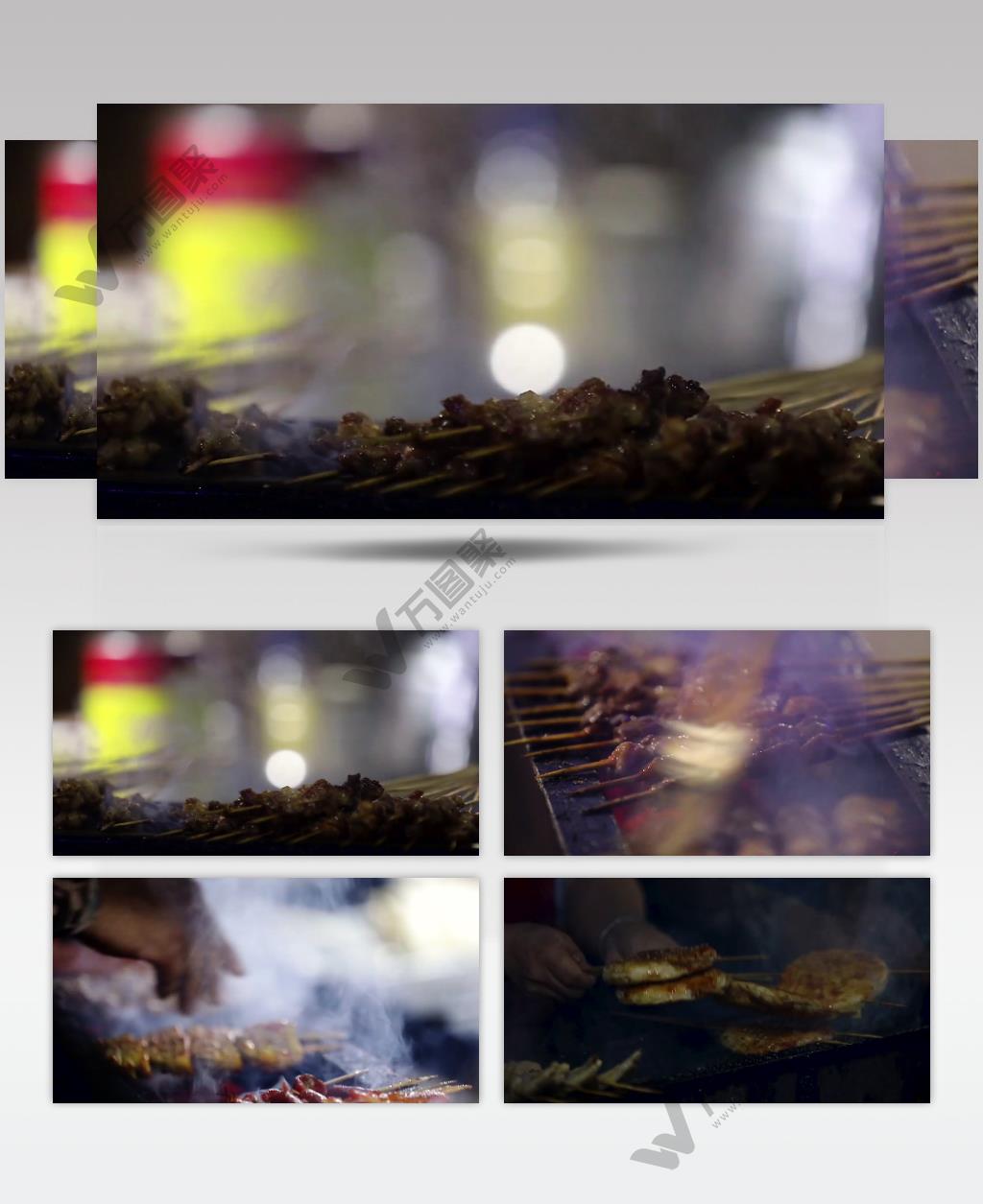 美食烤串大排档宵夜烧烤视频素材