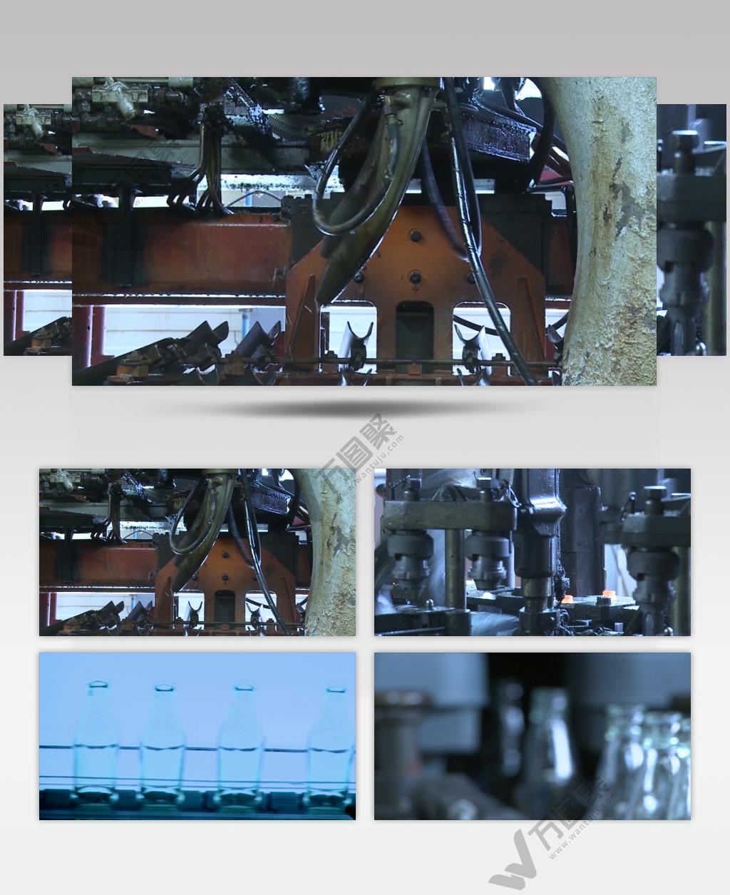 实拍企业玻璃瓶生产加工视频素材