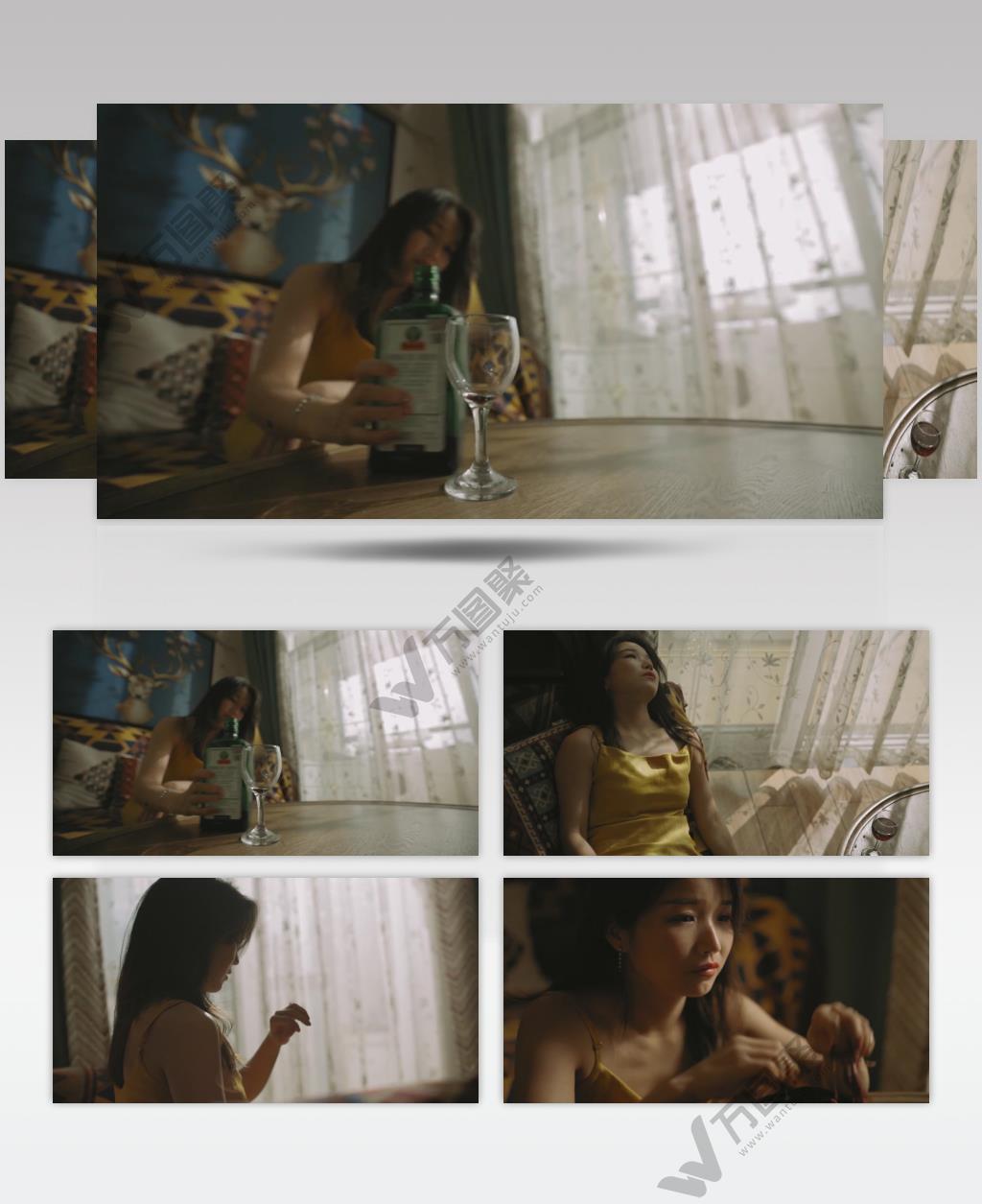 实拍失恋难过借酒消愁视频素材