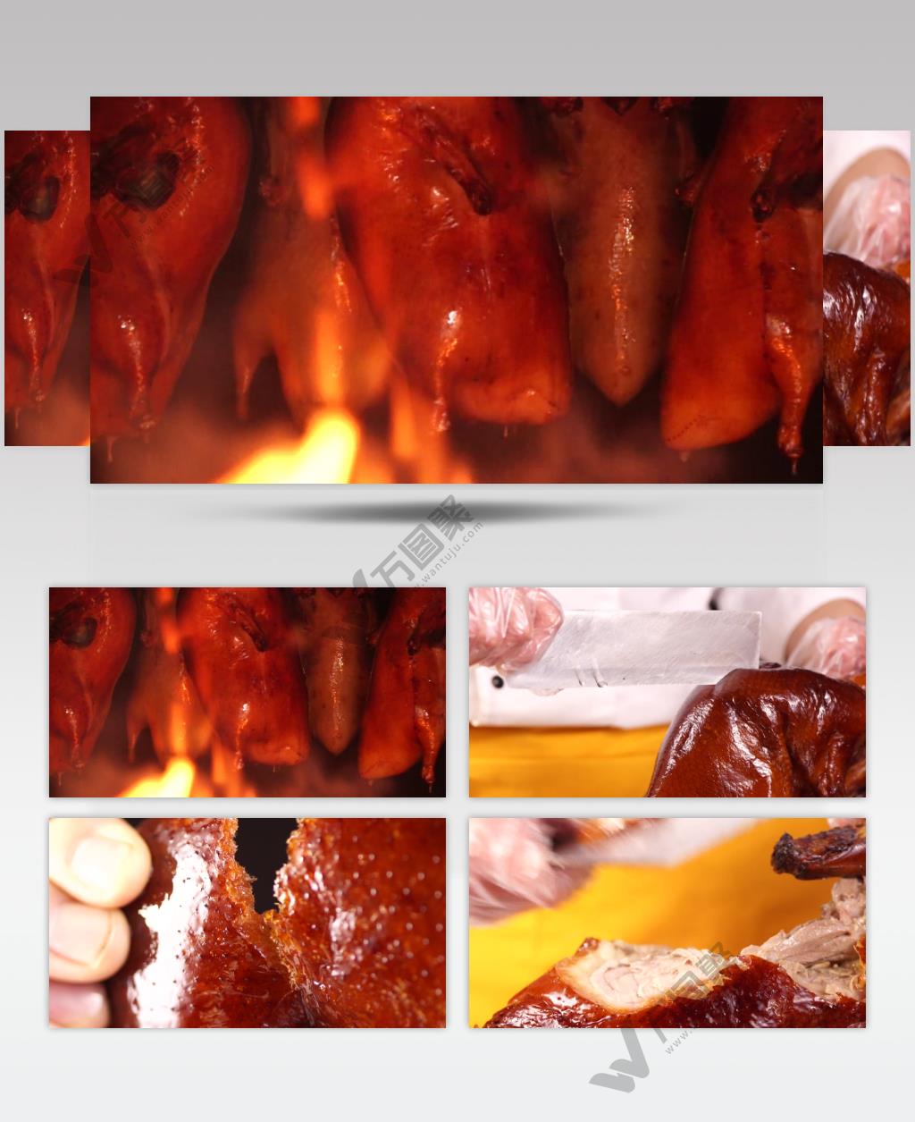 中国菜肴北京烤鸭美食制作高清视频素材