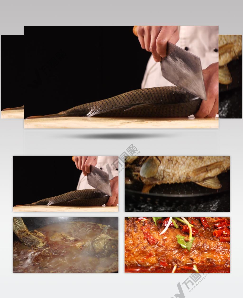 鱼鲤做鱼熬骨汤美食栏目宣传背景视频