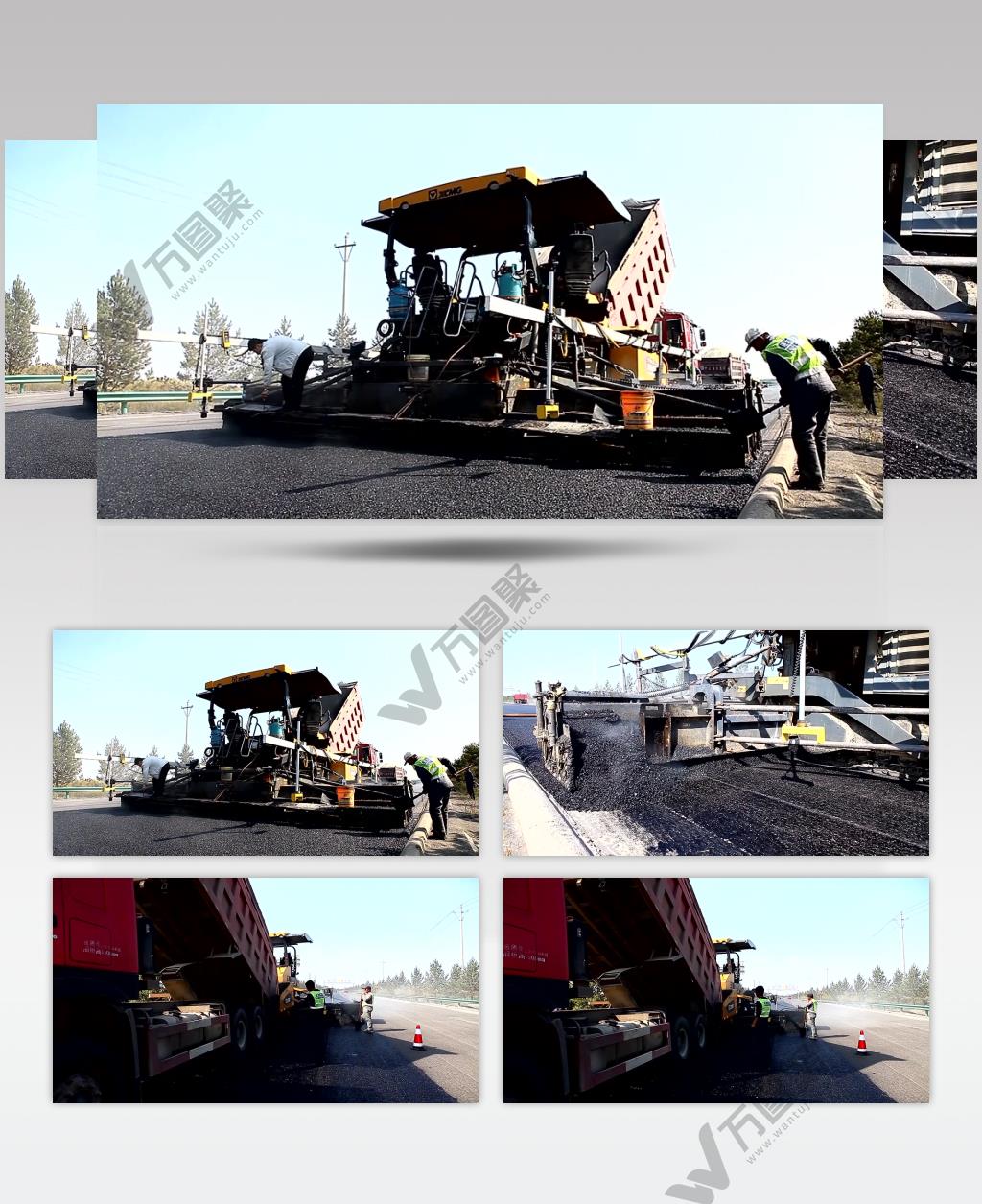 实拍工人养护公路视频