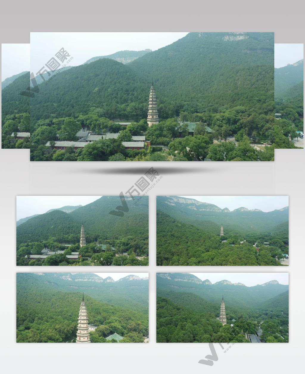 航拍济南长清区灵岩寺旅游航拍视频素材