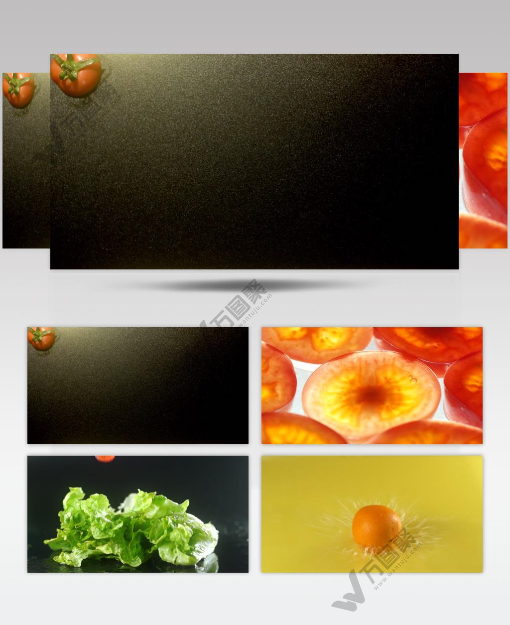 新鲜果蔬入水相撞切片慢动作视频素材