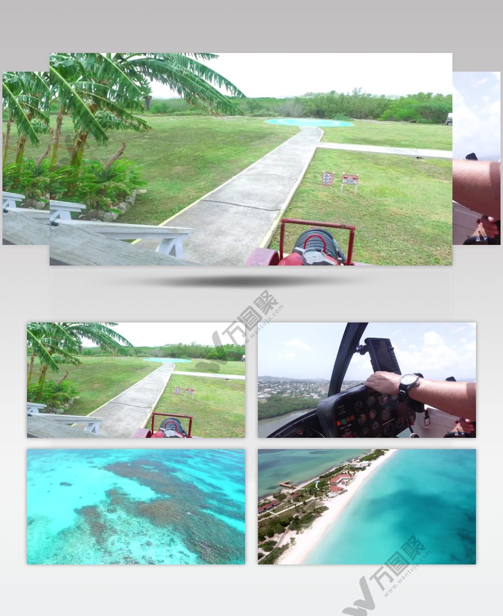 4K加勒比海巴布达岛直升机航拍