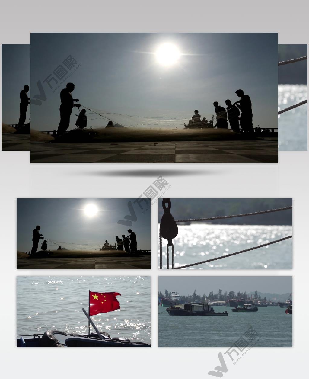 海边码头渔民收拾渔网渔家生活高清实拍视频素材