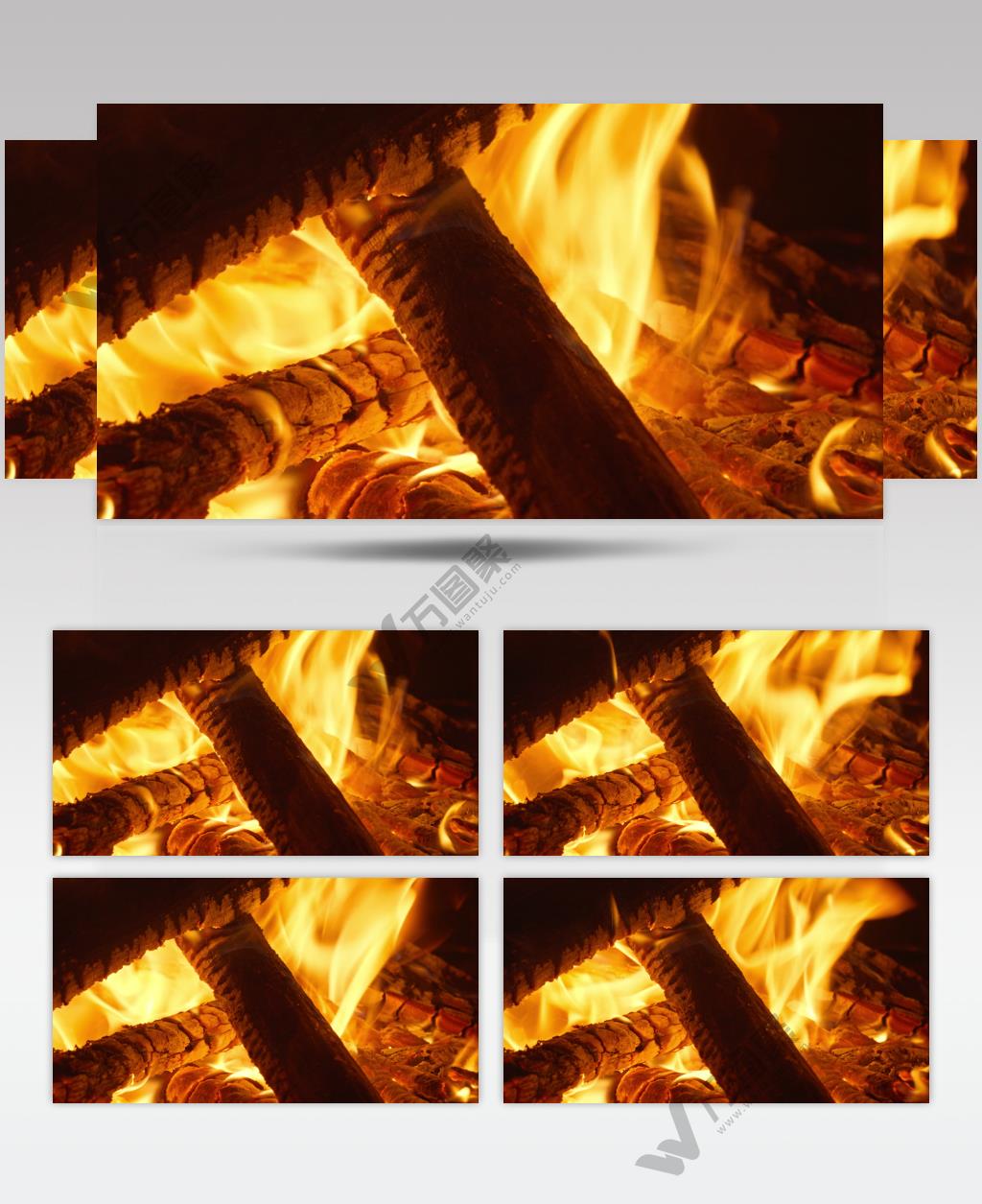 木炭火焰柴火堆燃烧篝火苗