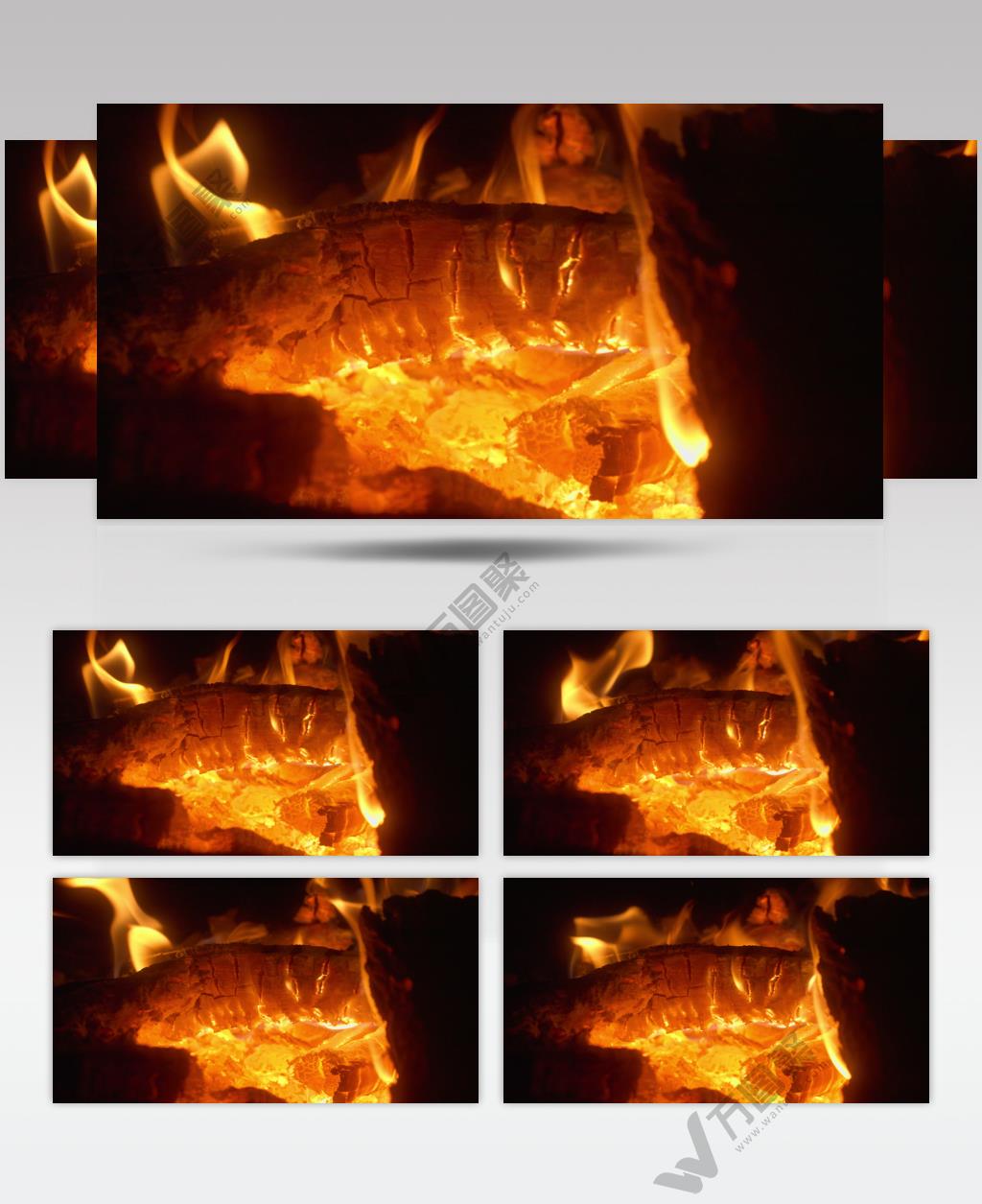 燃烧的木炭柴火草木灰火焰