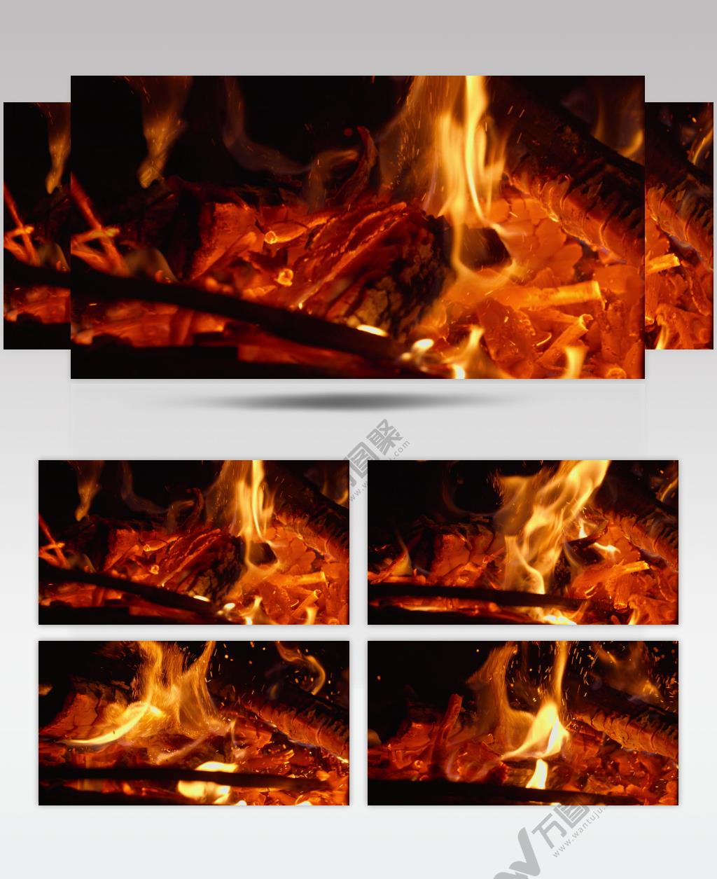 木炭柴火焰篝火星燃烧火苗