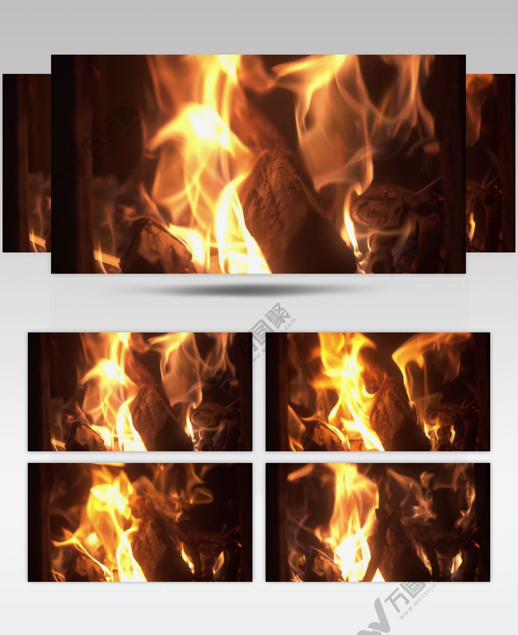 燃烧的木柴木炭火焰篝火升格