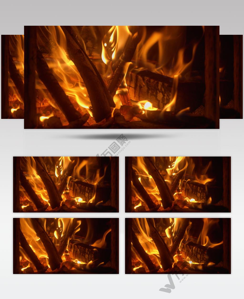 熊熊燃烧干烧烈火木炭篝火