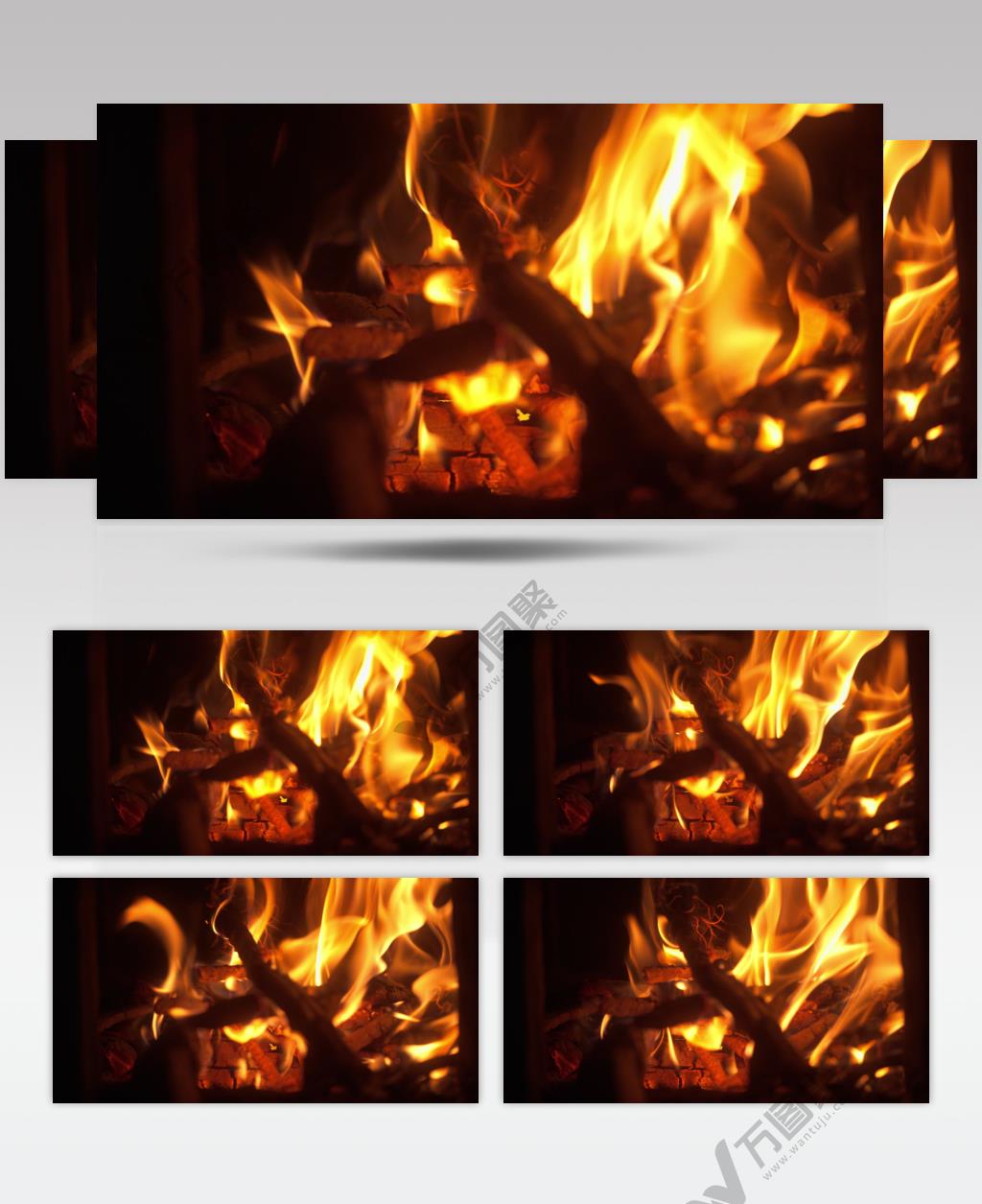 燃烧的木柴火焰篝火升格慢动作