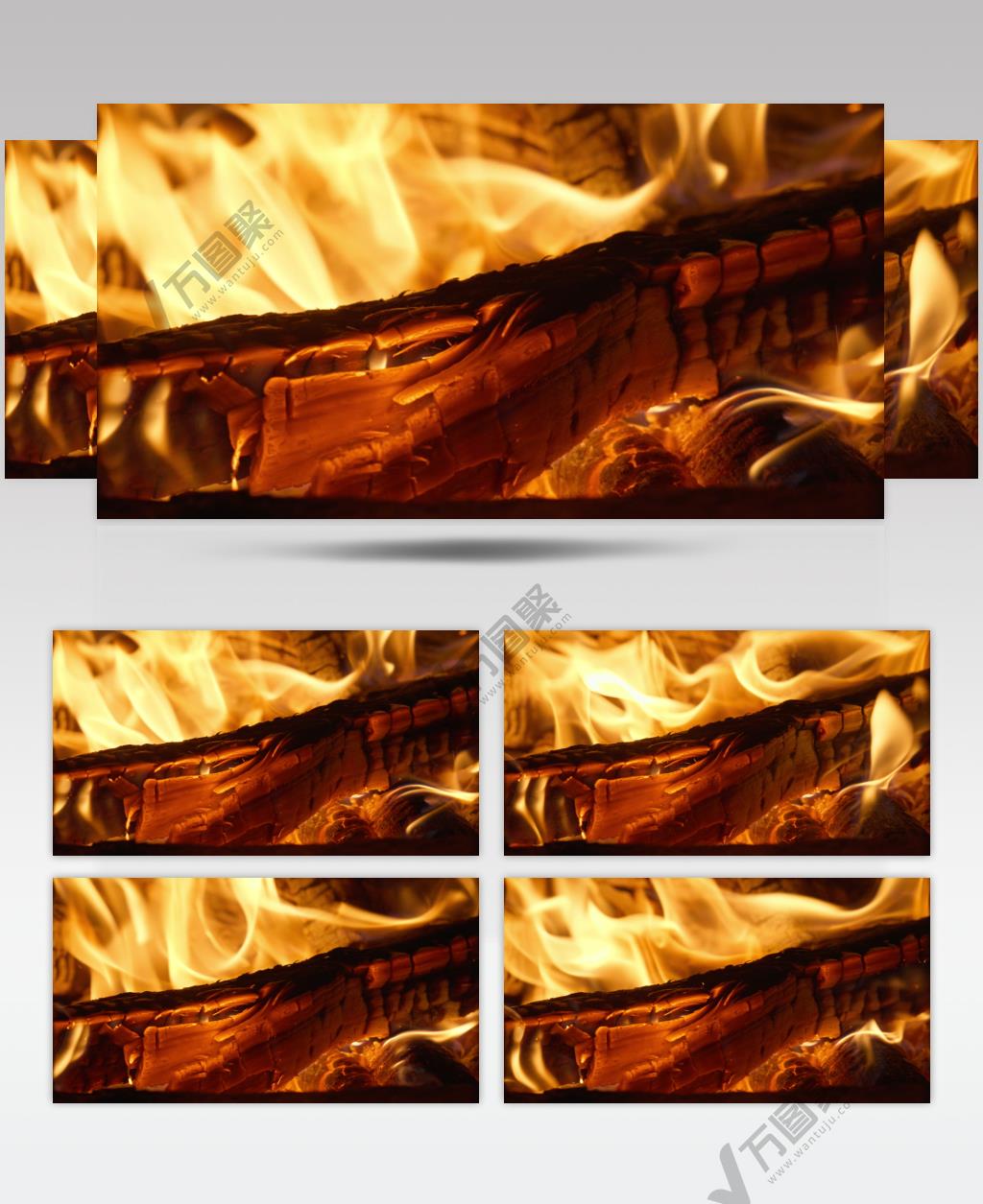 燃烧木柴火堆木炭火焰篝火