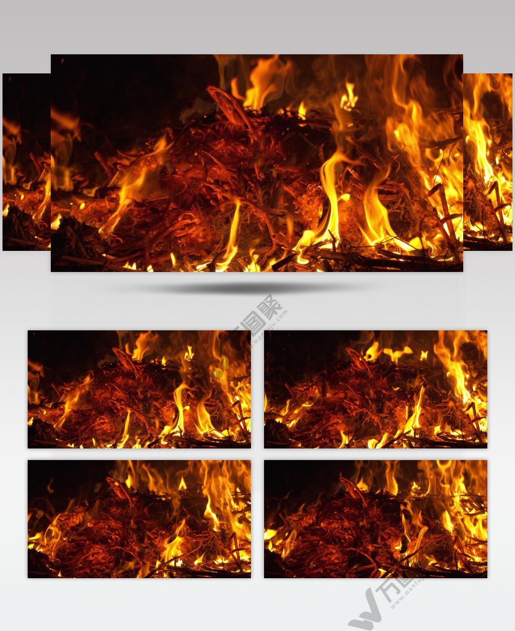 篝火柴火堆干草燃烧秸秆禁烧