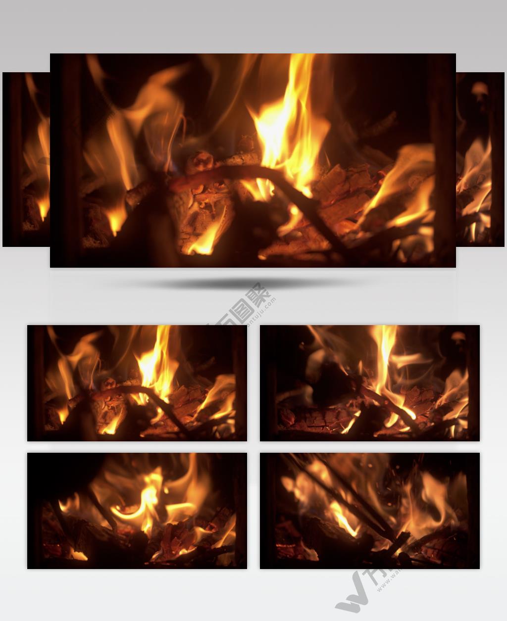 往木柴篝火焰加柴土灶大灶燃烧