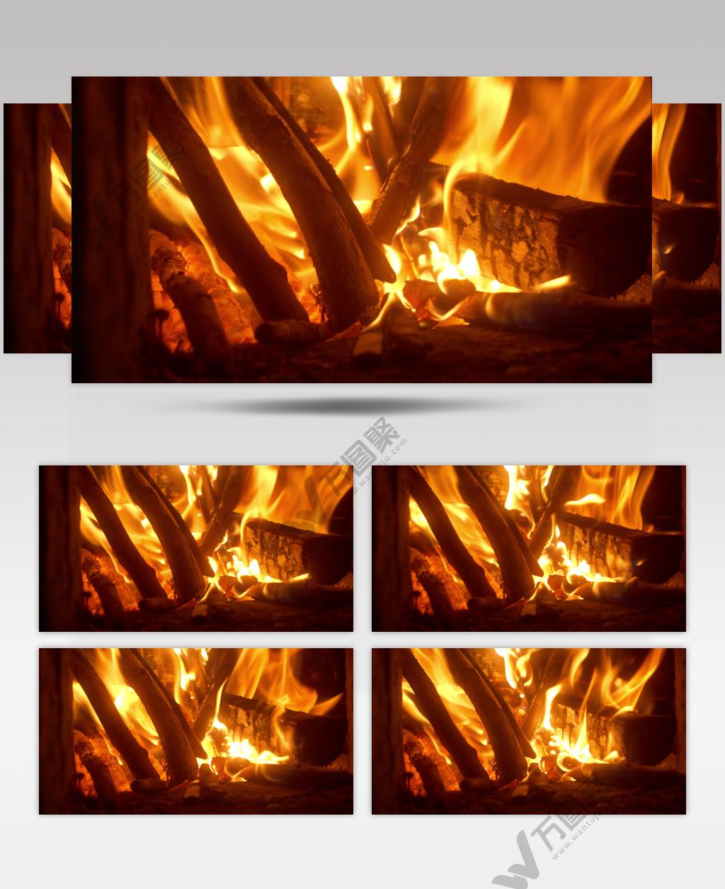 柴火木炭燃烧火焰篝火大灶台