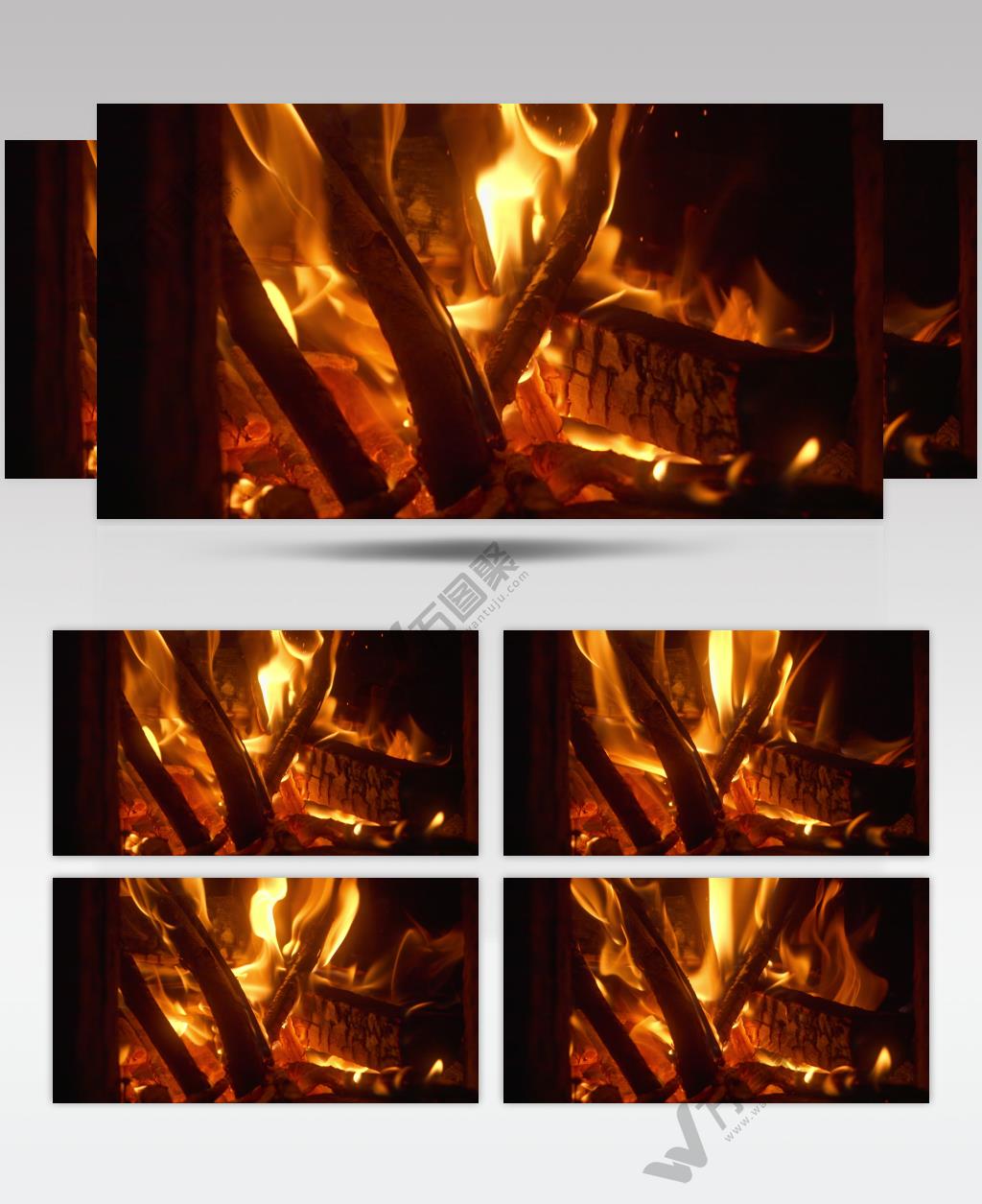 木炭燃烧火焰篝火升格慢动作