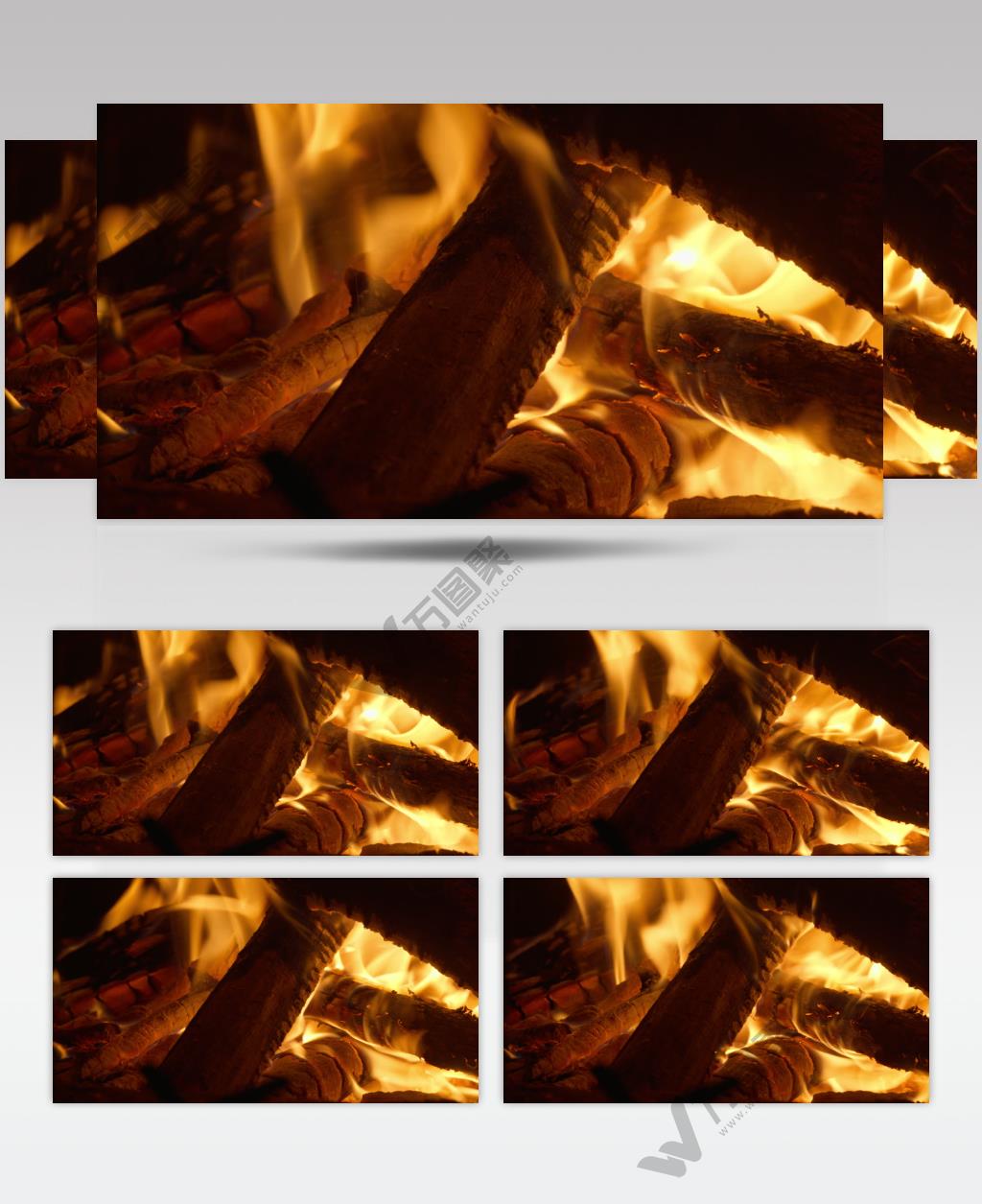 燃烧的木炭火木柴火焰篝火苗