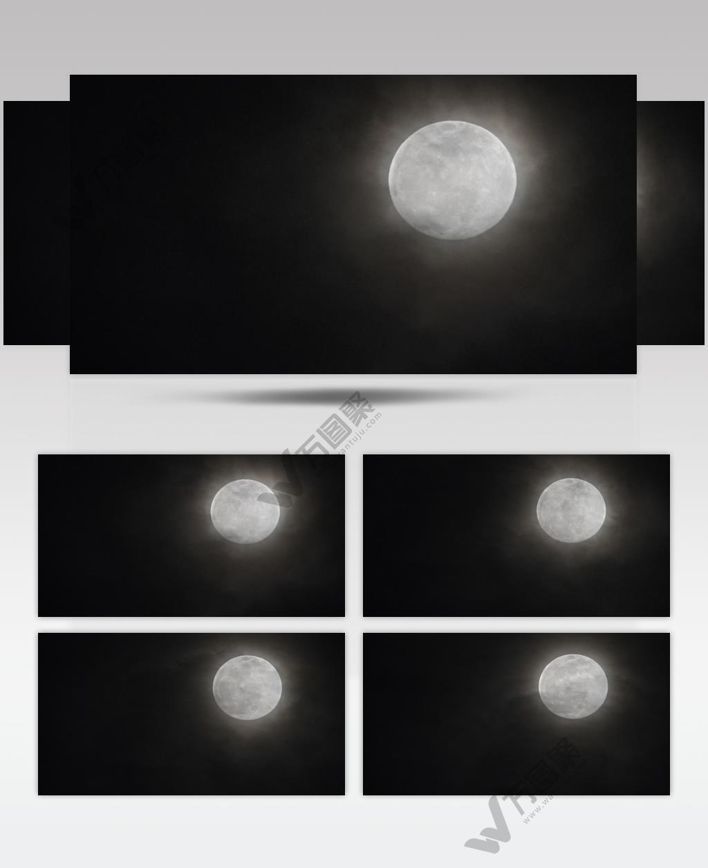 夜晚天空满月亮月球唯美