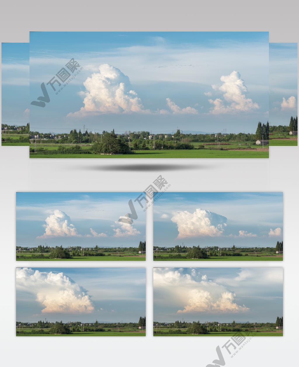 农村子乡村庄蓝天白云田野远山
