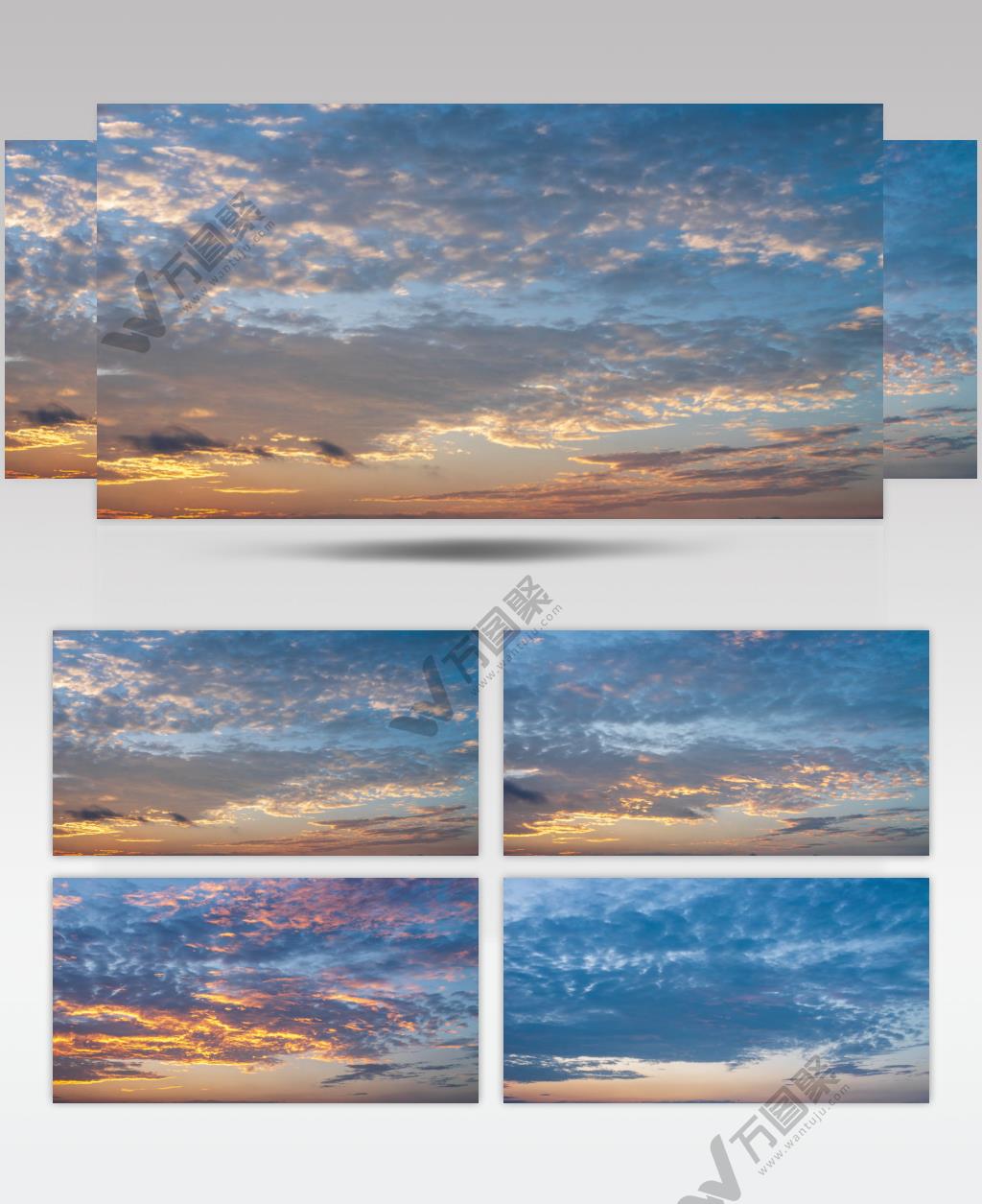 日落夕阳晚霞火烧云蓝调时间