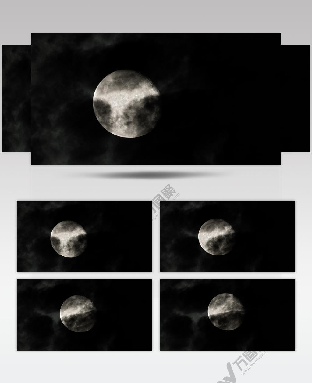多云天夜晚月亮月球唯美阴郁
