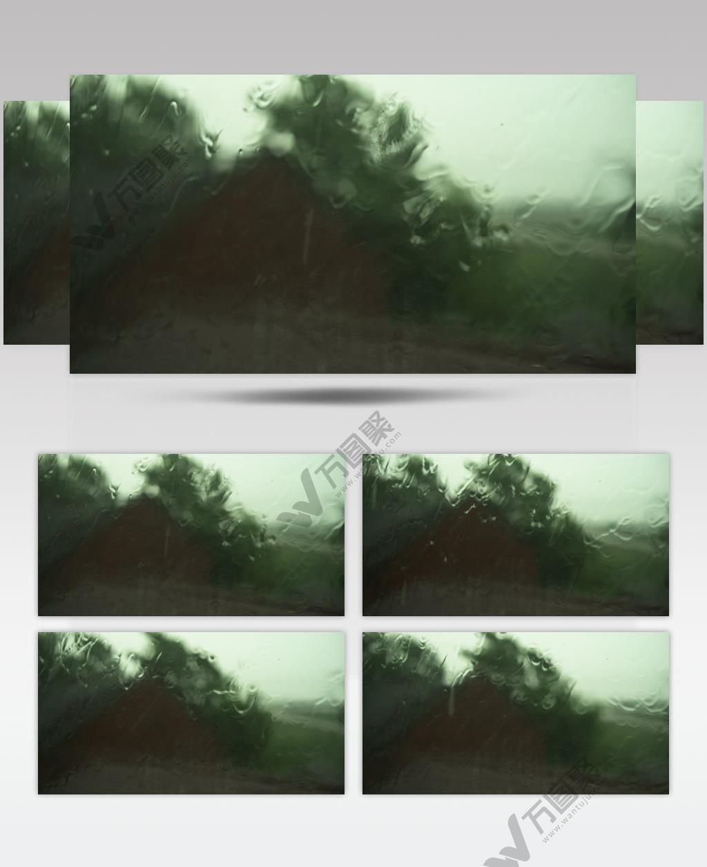 阴天下雨窗户玻璃上的水珠