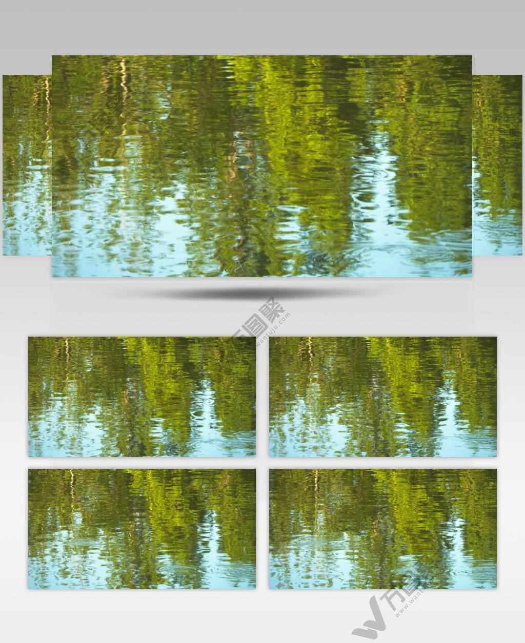 春天池塘小溪森林倒影绿油油