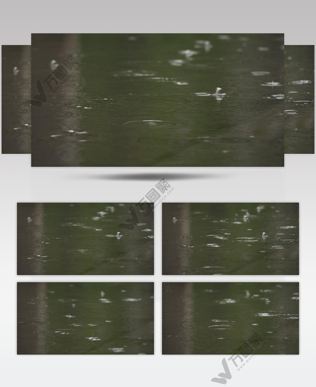 阴天下雨马路面积水滴涟漪