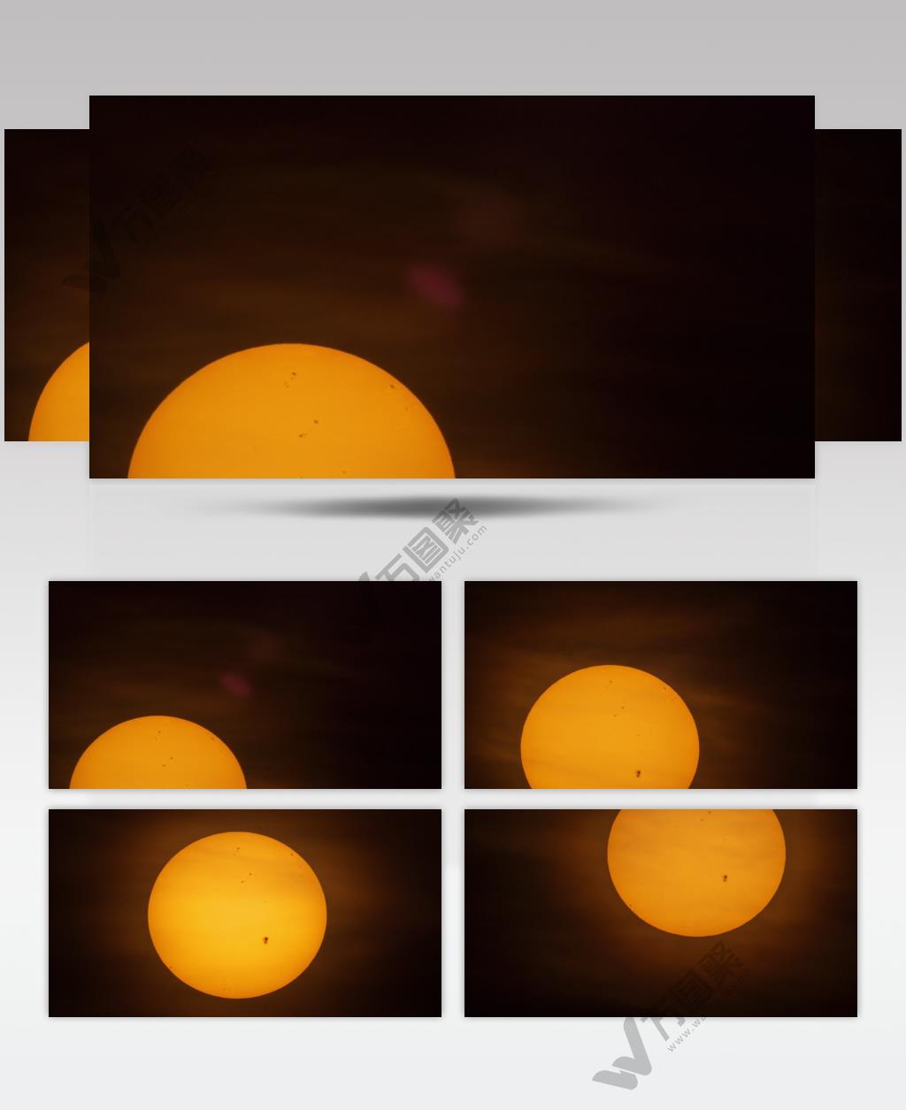 超大太阳黑子日出长焦特写