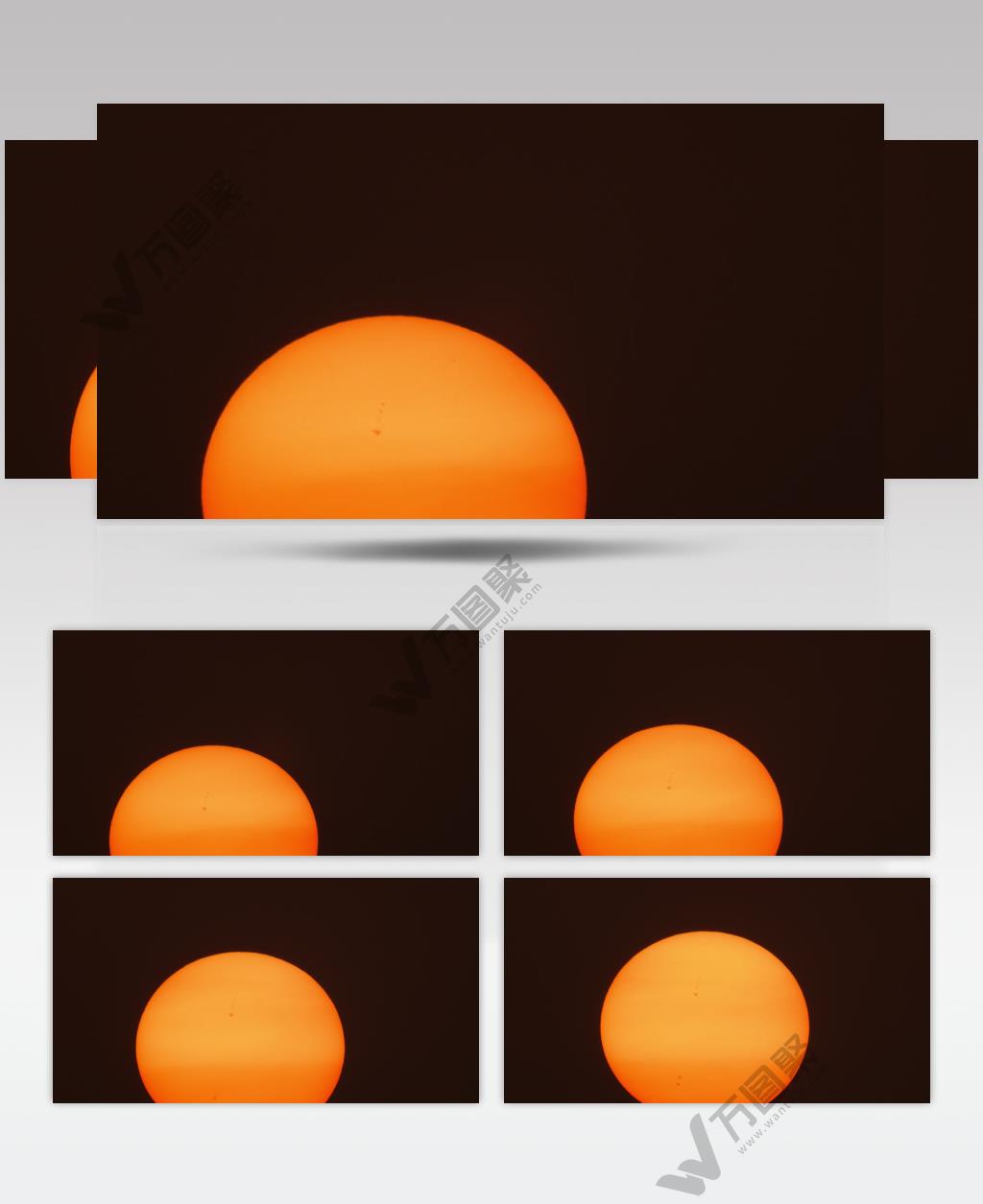 长焦镜头超大太阳黑子日出特写