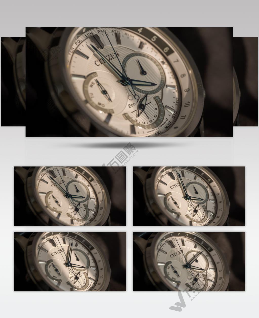 蓝色机械手表指针时间流逝