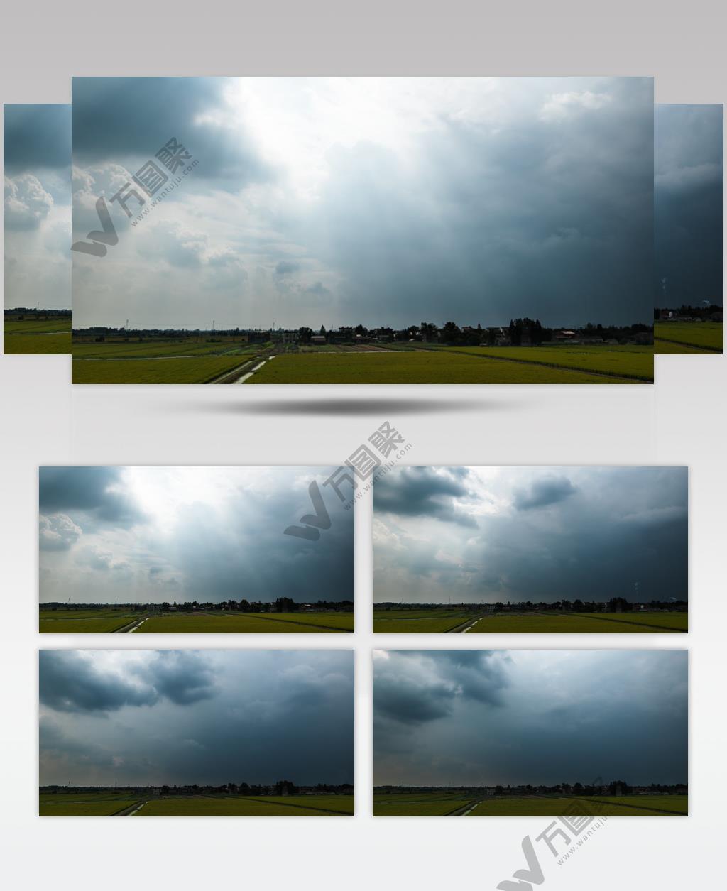 农村水稻田野阴天乌云变天