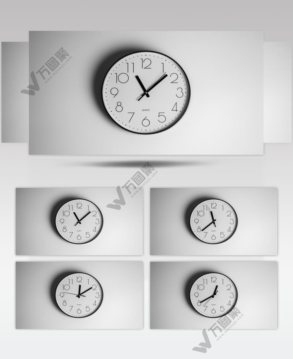 黑白挂钟石英钟表时间流逝延时